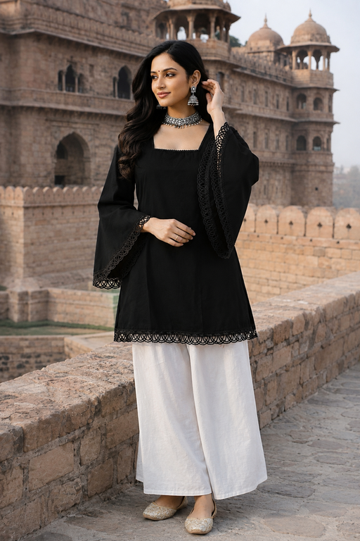 Women's Solid Square Neck Bell Sleeve Top
