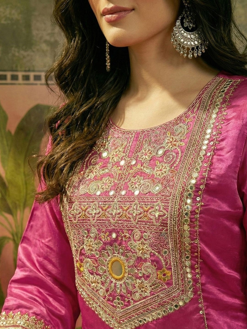 Harmi Embroidered Kurti Palazzo Set with Dupatta