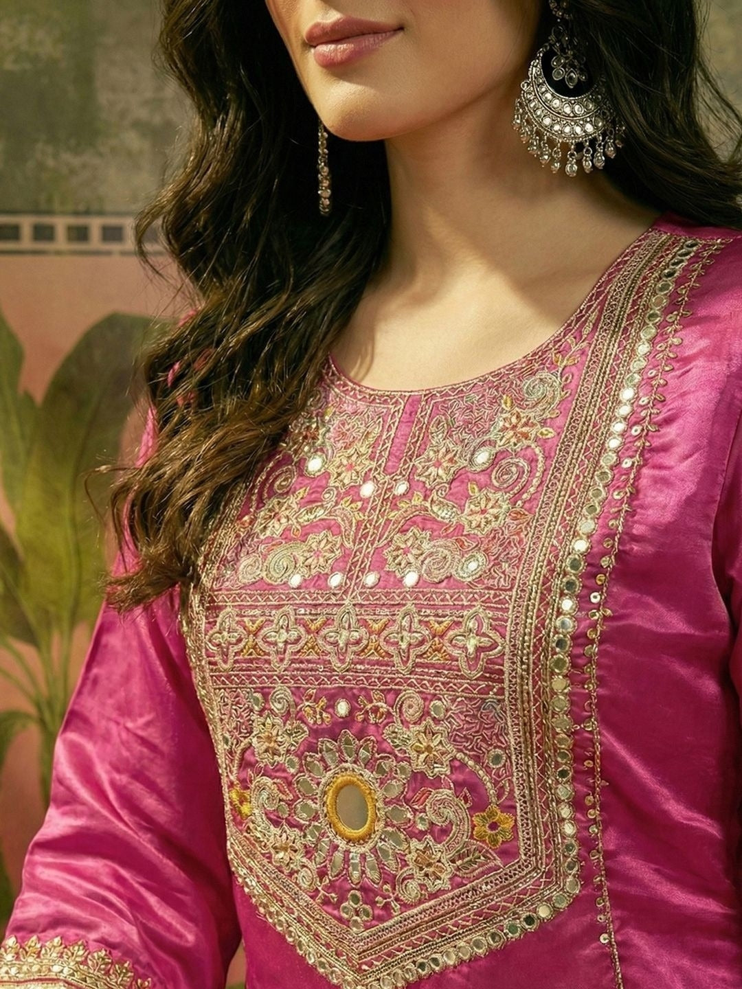 Harmi Embroidered Kurti Palazzo Set with Dupatta