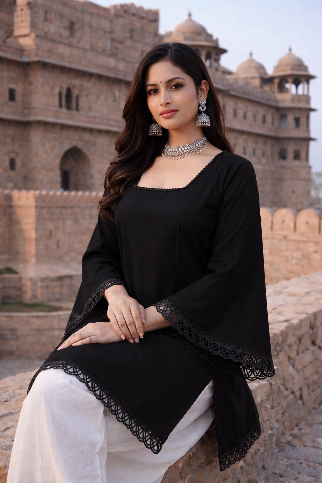 Women's Solid Square Neck Bell Sleeve Top