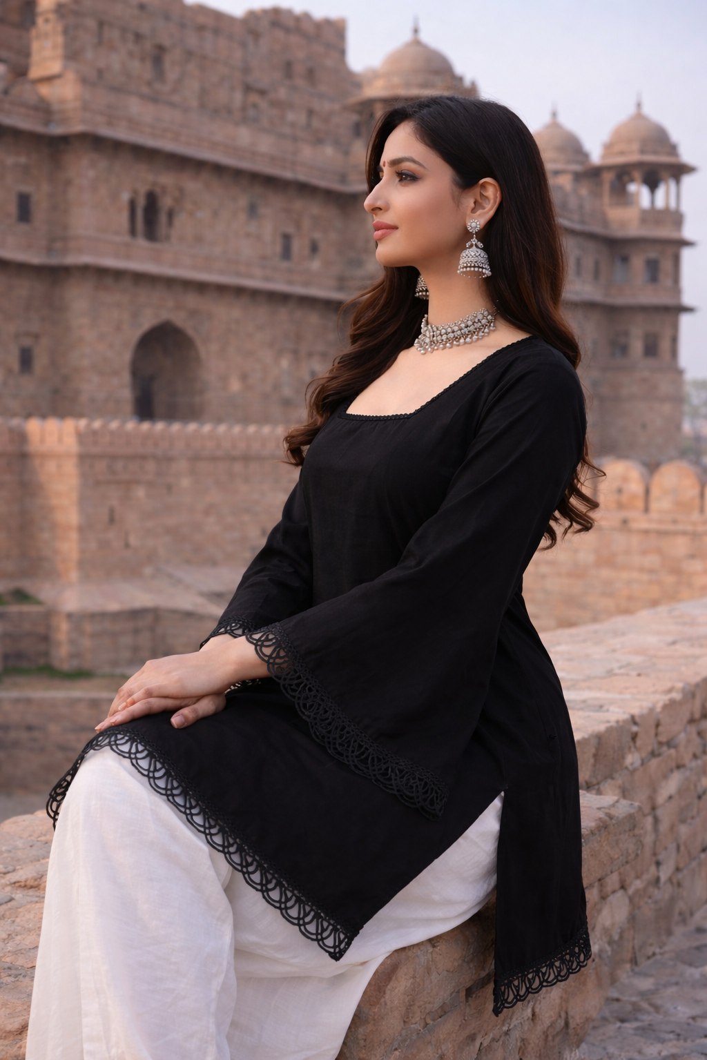Women's Solid Square Neck Bell Sleeve Top