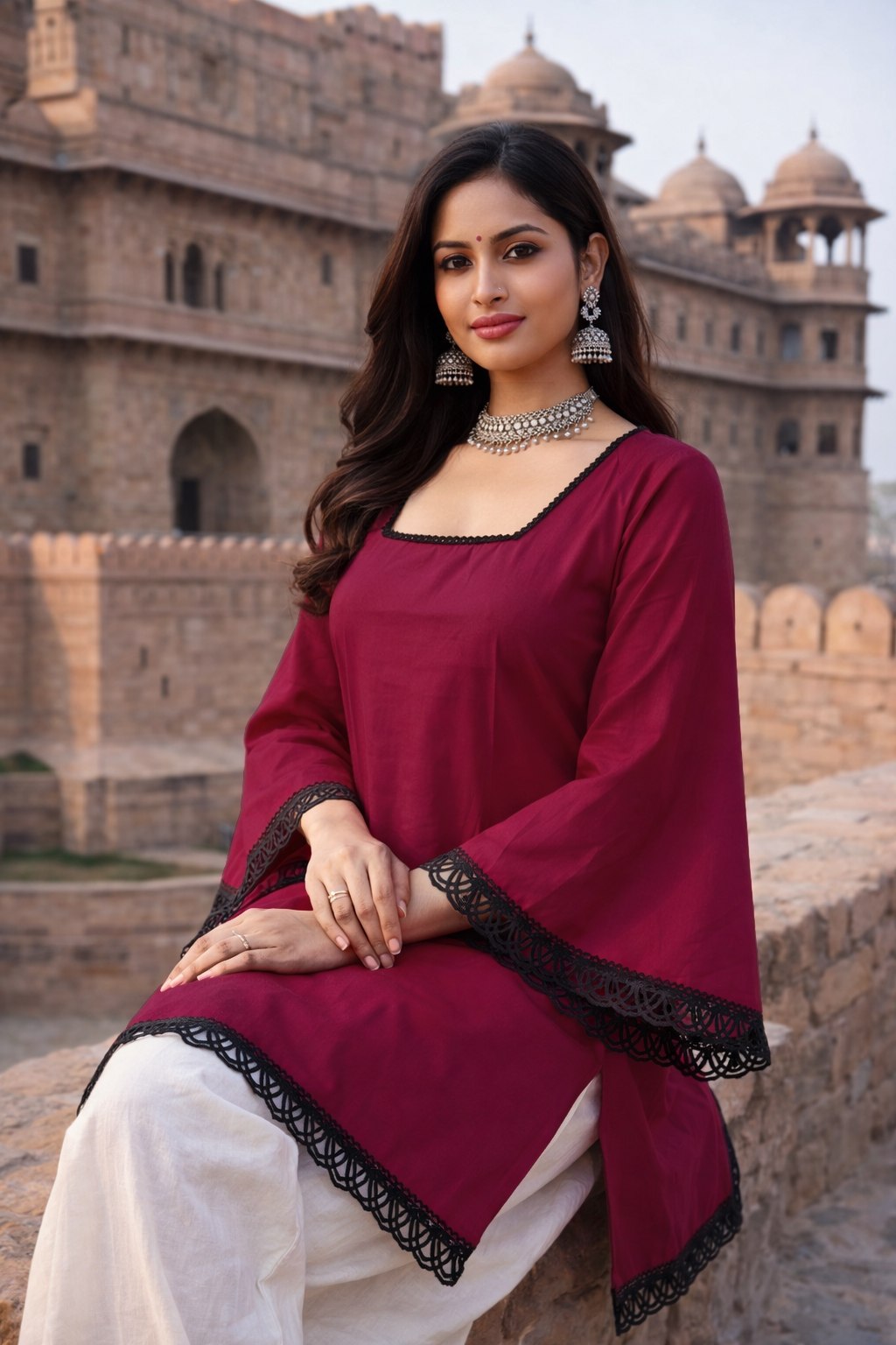 Women's Solid Square Neck Bell Sleeve Top