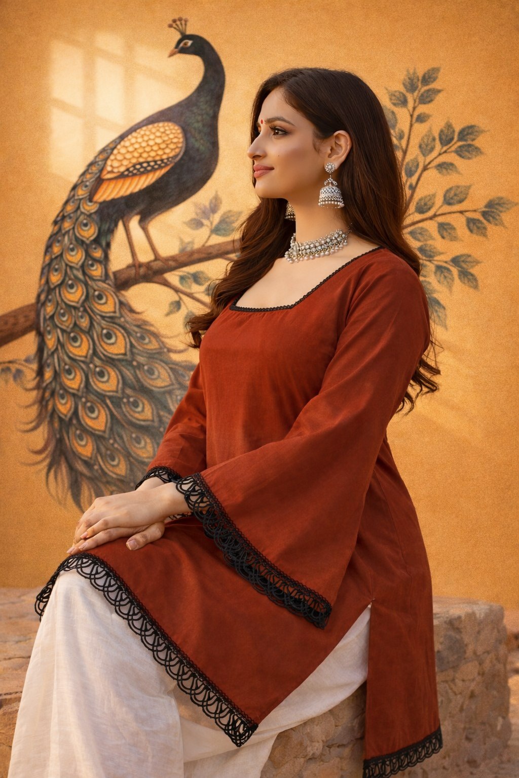 Women's Solid Square Neck Bell Sleeve Top