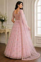 Baby Pink Designer Net Lehenga Choli with Unstitched Blouse for Party Wear