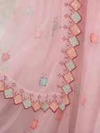 Baby Pink Designer Net Lehenga Choli with Unstitched Blouse for Party Wear
