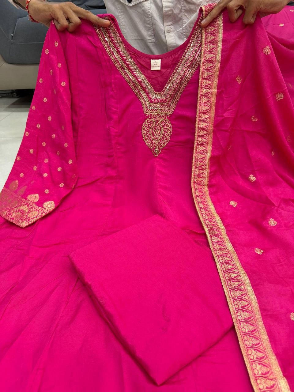 Women's Purple Embroidered Anarkali Suit Set with Dupatta